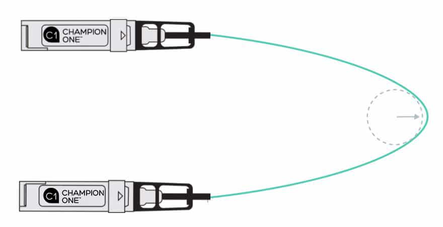 An illustration of a pair of multimode fiber active optical cables.