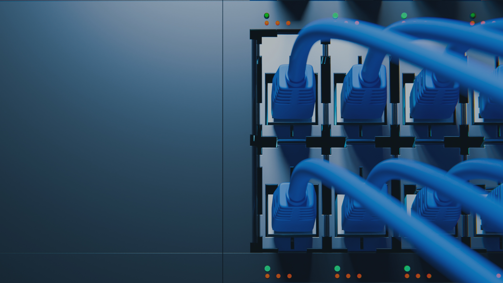 Cable plugged into optical equipment in a data center