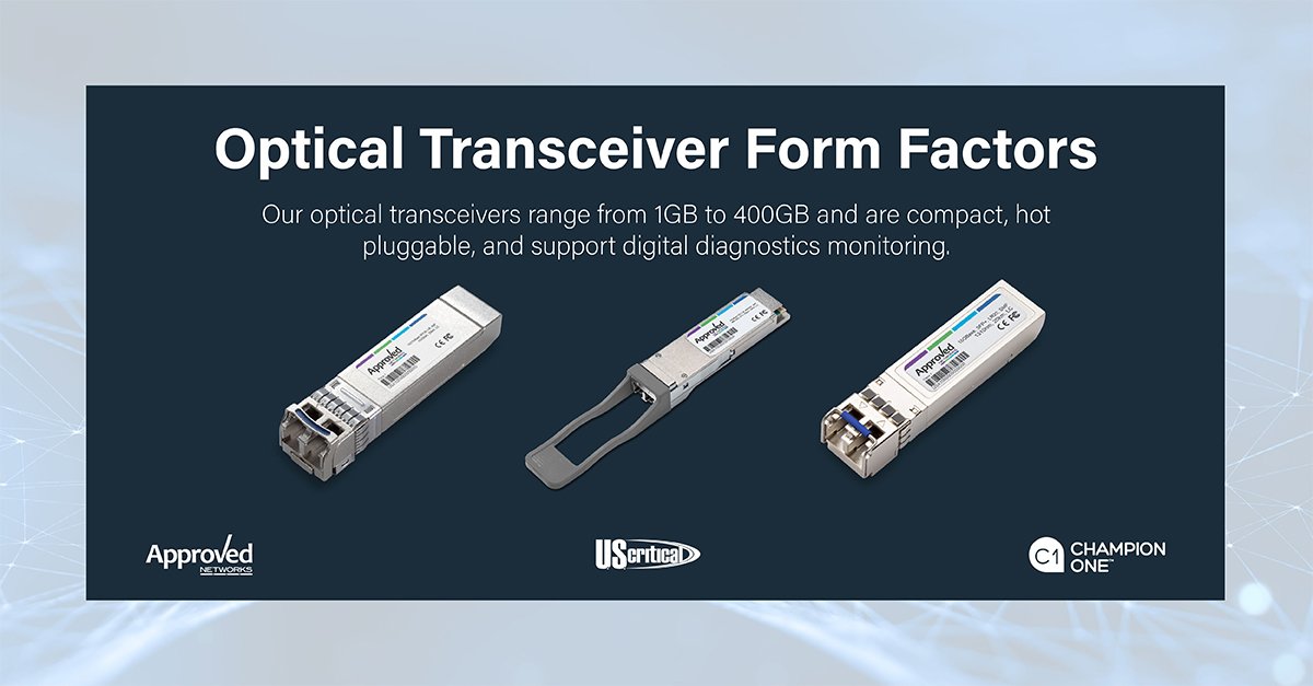 3 Optical Transceivers with a range from 1GB to 400GB.
