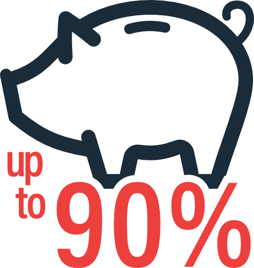 Up to 90% Savings