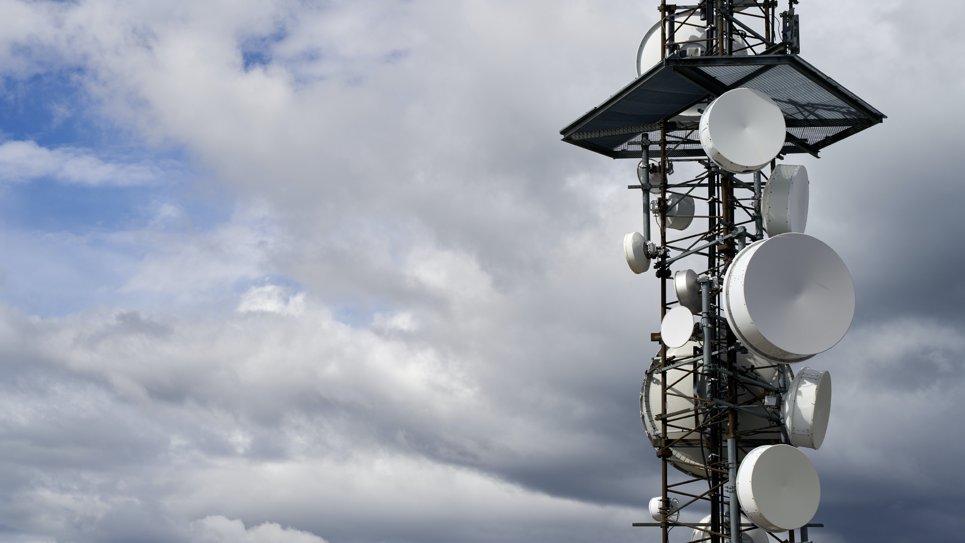 Cells and antennas at the top of a tower