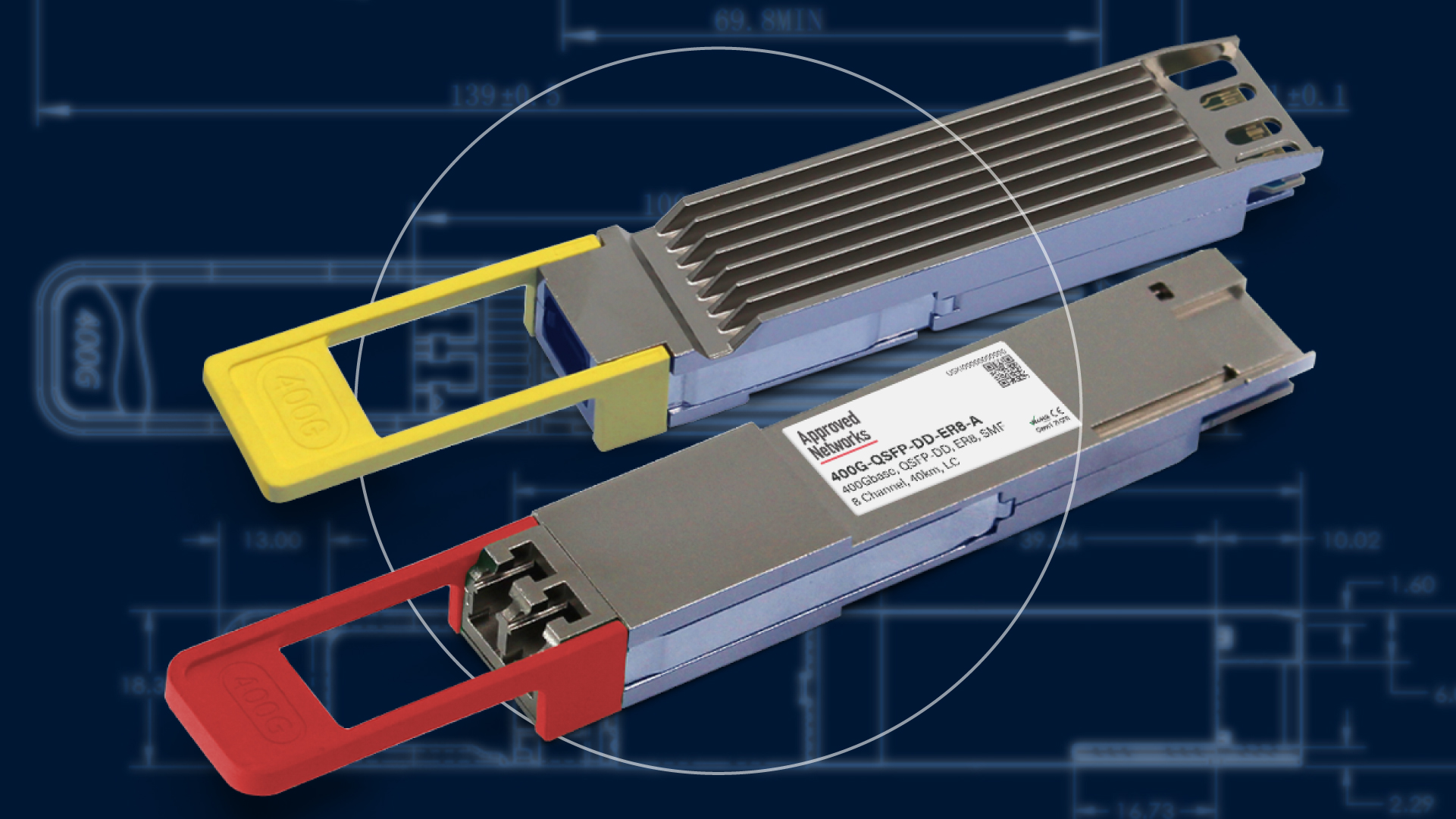 Pair of QSFP optical transceivers