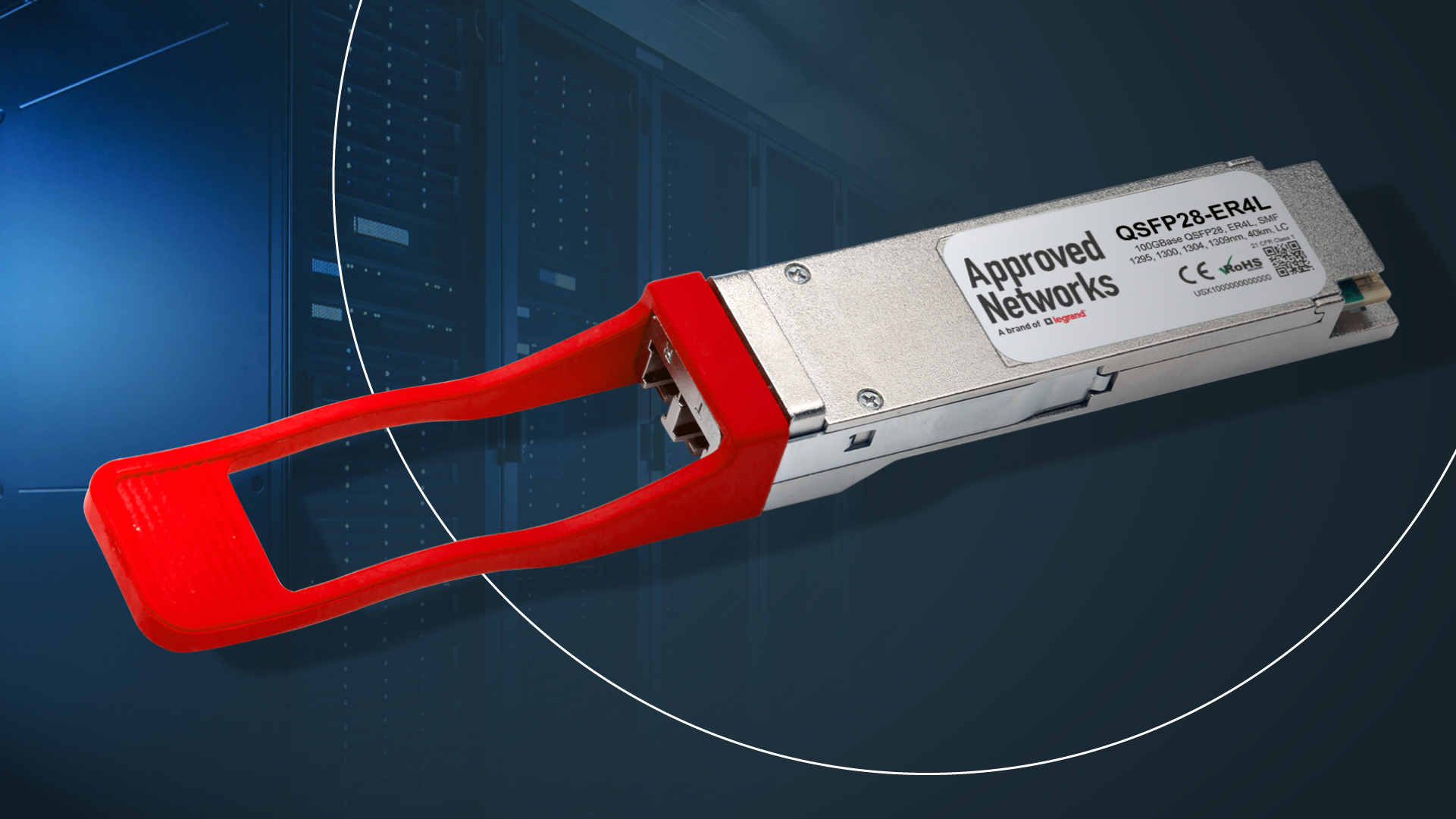An Approved Networks QSFP28 optical transceiver
